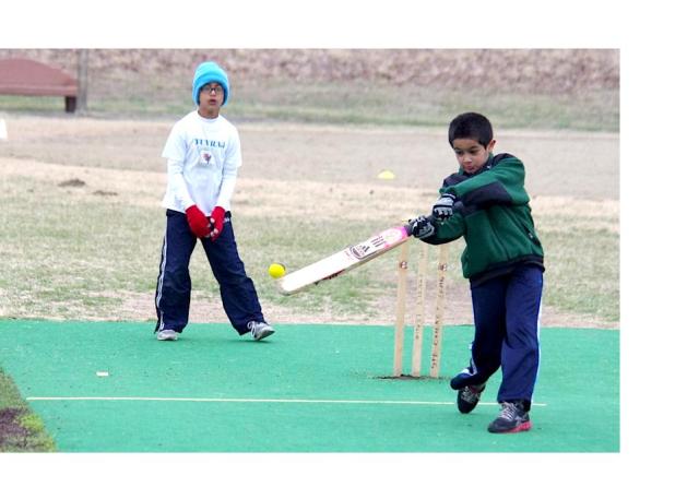 Youth Cricketer Play an expansive shot during the recently completed National Youth Cricket Day hosted by the Missouri Youth Cricket Association
