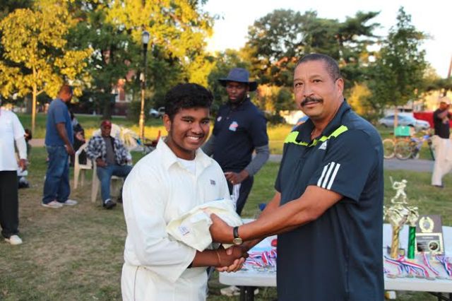 USA U-17 Manager Bassett Thompson presented CLPUSA U-15 Captain with his Team Naming Contest Prize